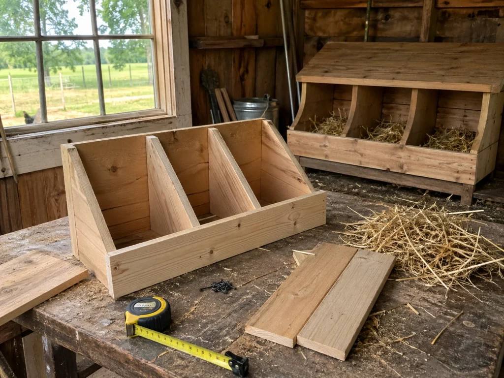 how to build nesting boxes for hens at home