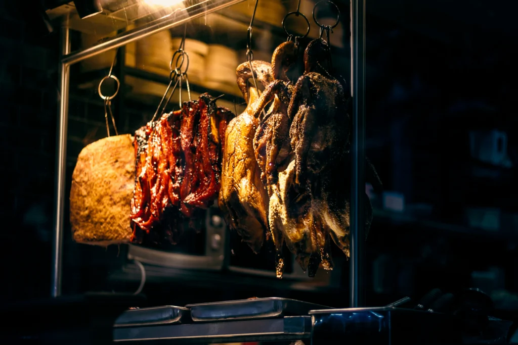 cured meat hanging