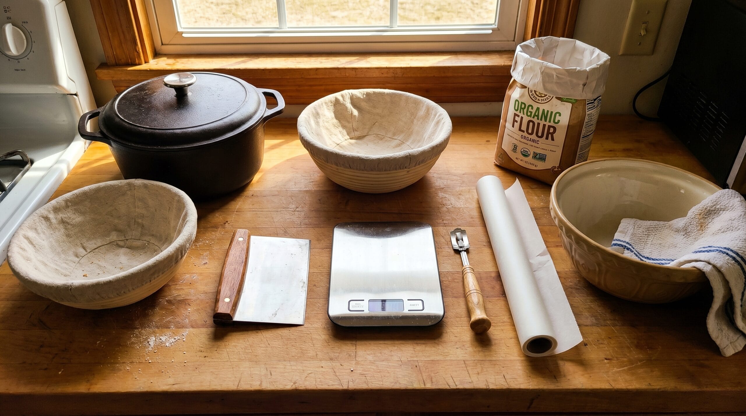 Tools needed to make sourdough bread at home