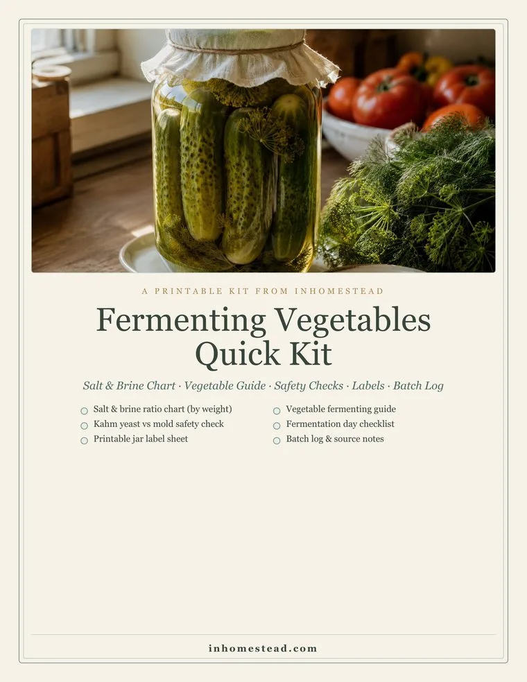 Fermenting Vegetables Quick Kit printable cover
