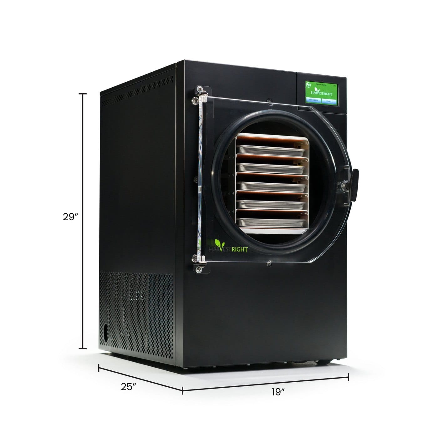 Dimension diagram for the Harvest Right medium home freeze dryer