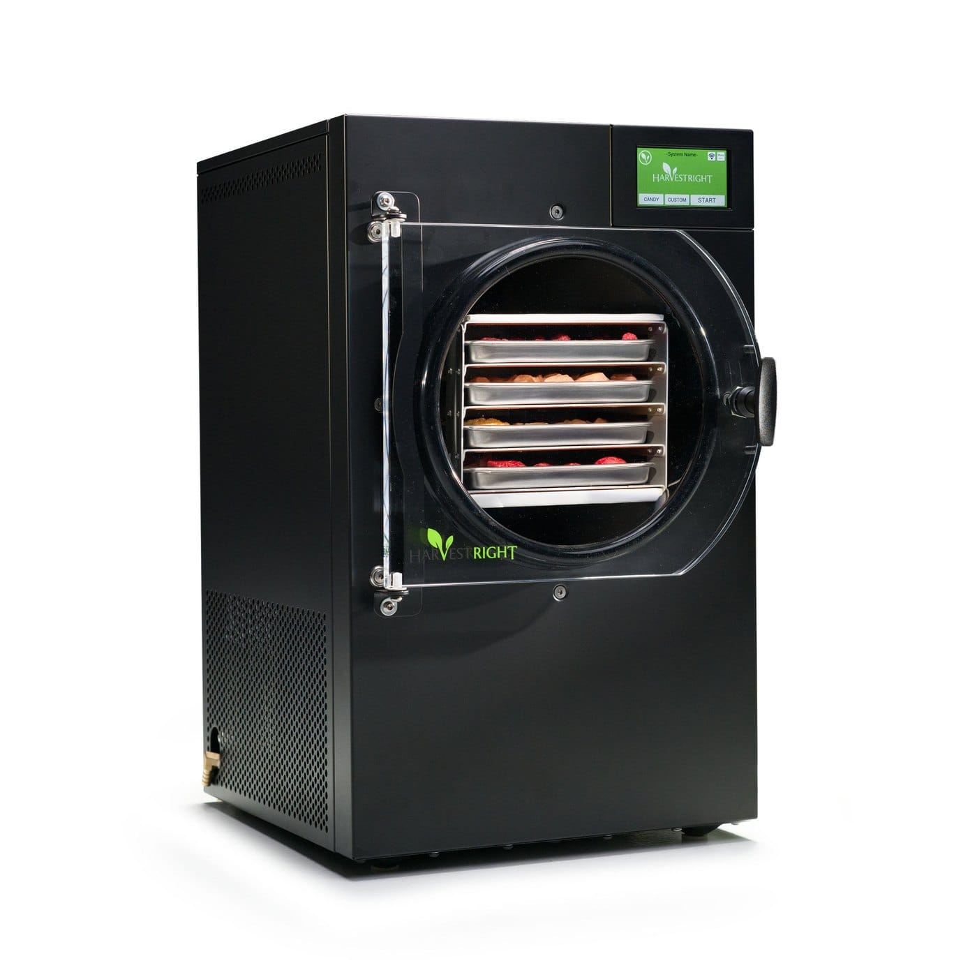 The Harvest Right small home freeze dryer with four loaded trays