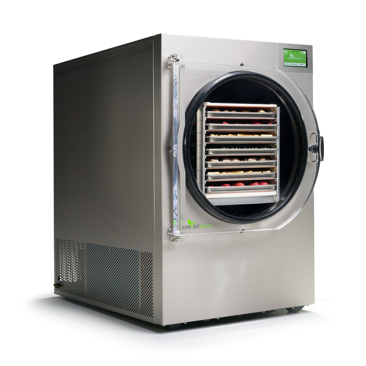 The Harvest Right extra large stainless home freeze dryer with seven loaded trays